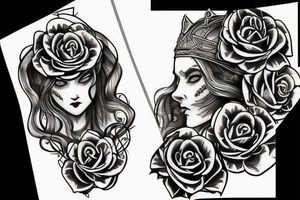 Witch Girl Intricate Beautiful Stoic Roses Viking Norse tattoo idea