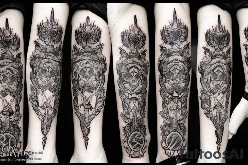 Demonic Badass Woman Babe Thorns Smokey Intricate Detailed Pretty Runes tattoo idea