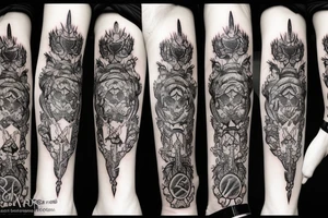 Demonic Badass Woman Babe Thorns Smokey Intricate Detailed Pretty Runes tattoo idea