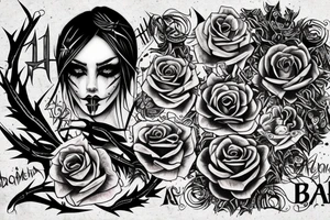 Demonic Badass Woman Babe Thorns Smokey Intricate Detailed Pretty Runes tattoo idea
