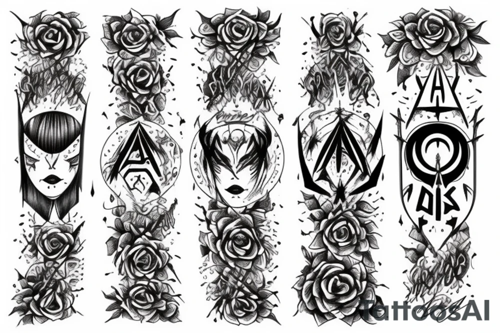 Demonic Badass Woman Babe Thorns Smokey Intricate Detailed Pretty Runes tattoo idea
