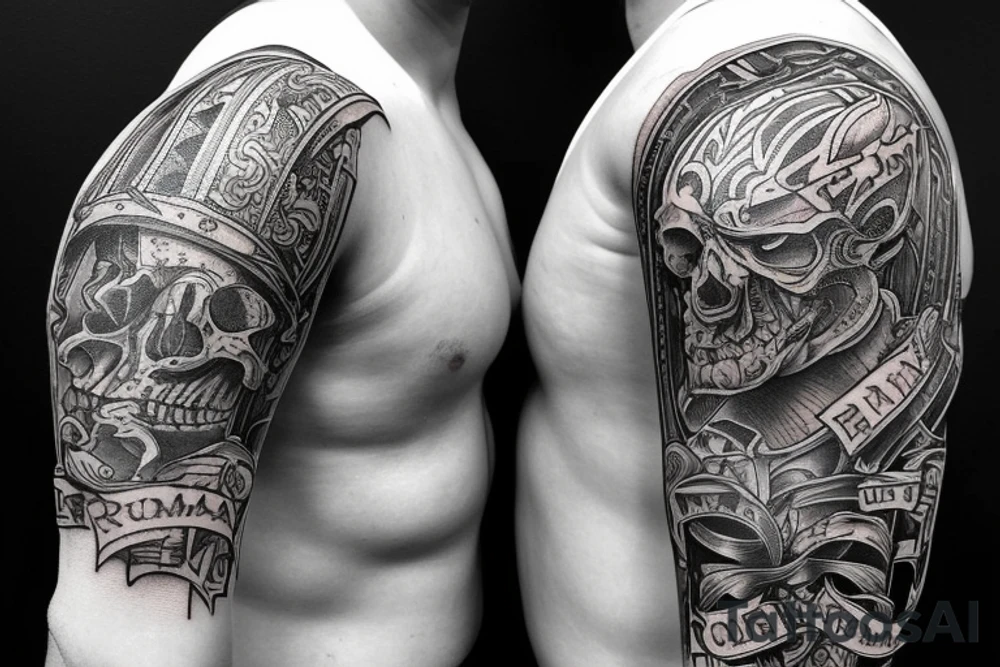 Drummond Clan chest and half arm “Gang Warily” tattoo idea