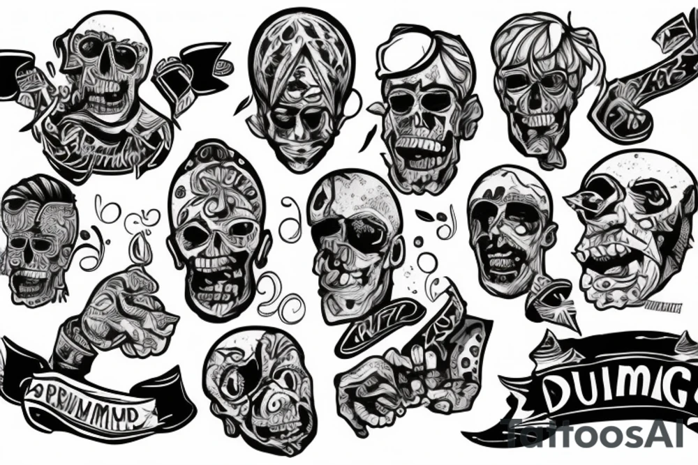 chest and half arm “Gang Warily” and “Drummond” in it tattoo idea