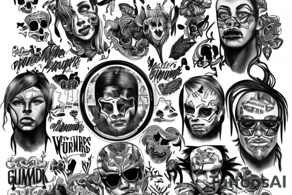 Half chest and half arm “Gang Warily” and “Drummond” in it tattoo idea