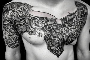Half chest and half arm must include “Gang Warily” and “Drummond” in it tattoo idea