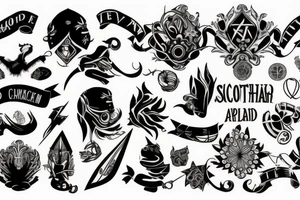 Scottish shoulder and half arm tattoo idea