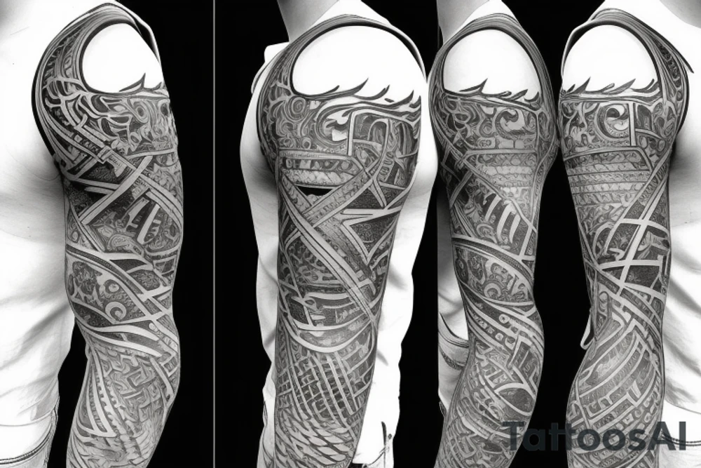 Scottish shoulder and half arm tattoo idea