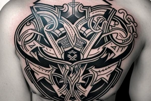 Clan Drummond emblem on my half chest, shoulder and half arm tattoo idea