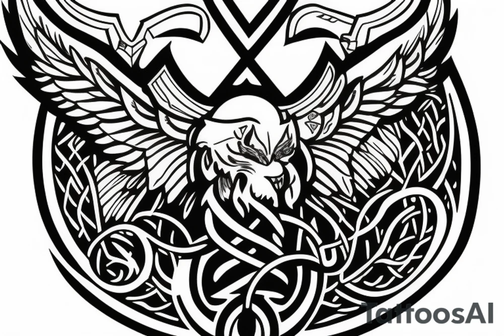 Clan Drummond emblem on half chest, shoulder and half arm tattoo idea