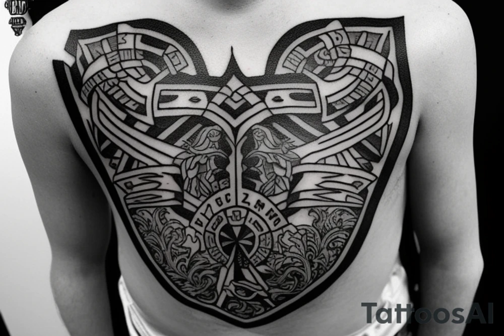 Clan Drummond emblem on shoulder and half arm tattoo idea