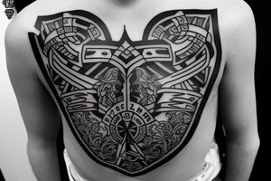 Clan Drummond emblem on shoulder and half arm tattoo idea