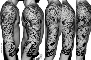 Splattering dragon half sleeve
Black and white tattoo idea
