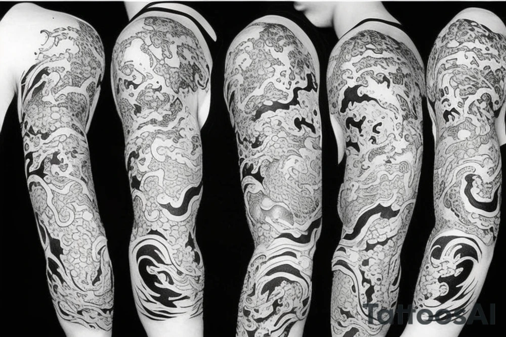 Splattering dragon half sleeve
Black and white tattoo idea