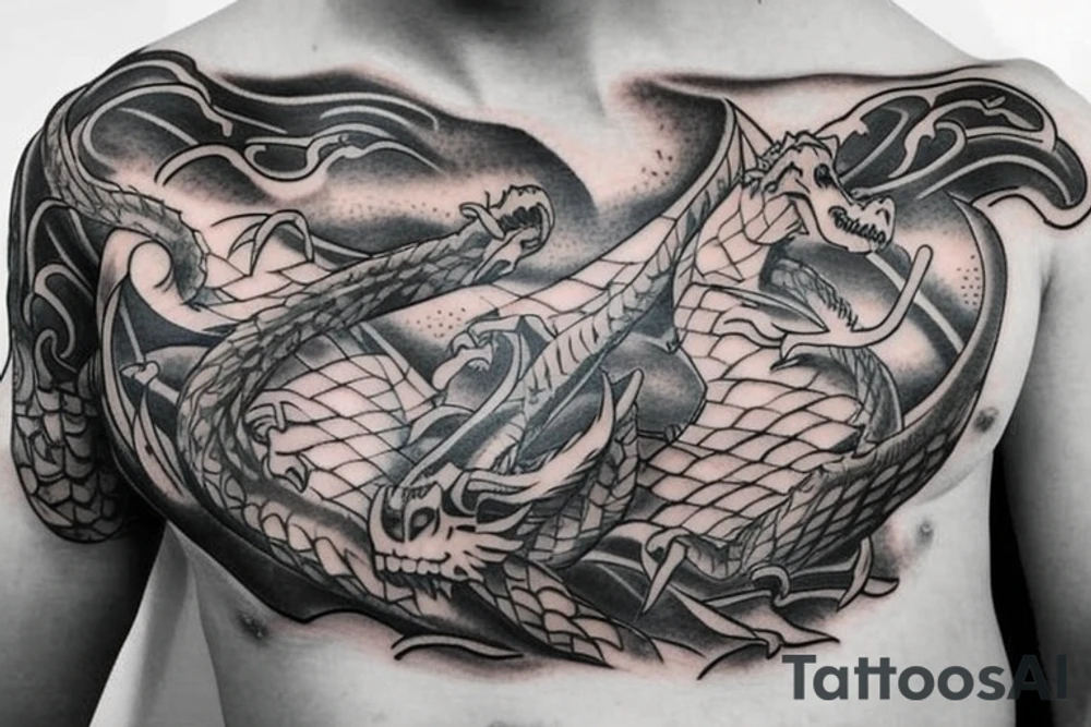 Dragons chest tattoo tattoo idea