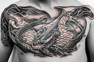 Dragons chest tattoo tattoo idea