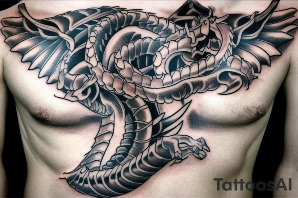 Dragons chest tattoo tattoo idea