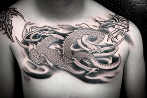 Dragons chest tattoo tattoo idea