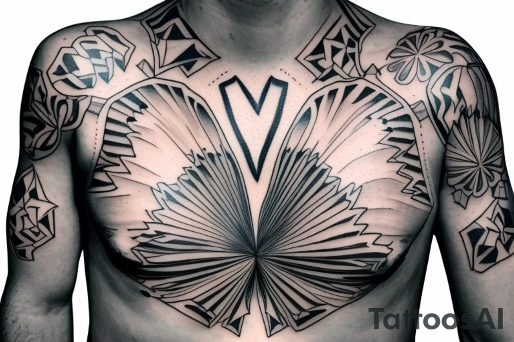 Something symmetric chest tattoo idea