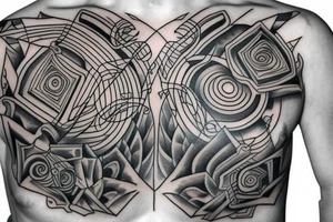 Something symmetric chest tattoo idea