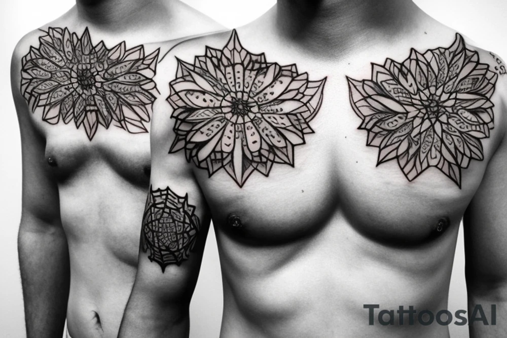 Symmetric chest tattoo idea