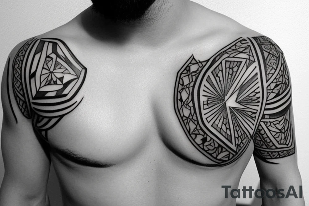 Symmetric chest tattoo idea