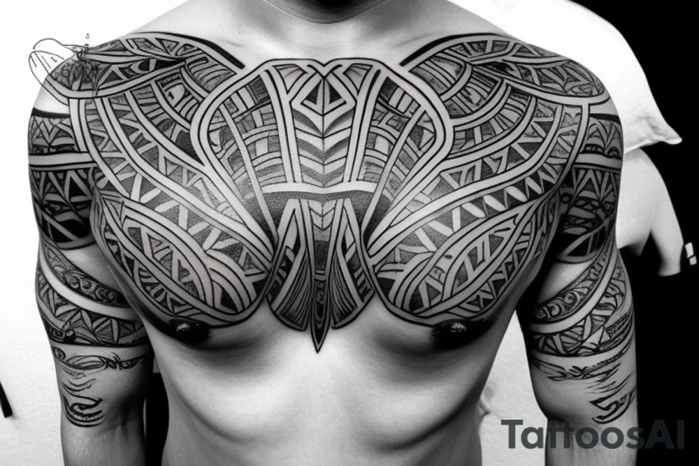 Symmetric chest tattoo idea