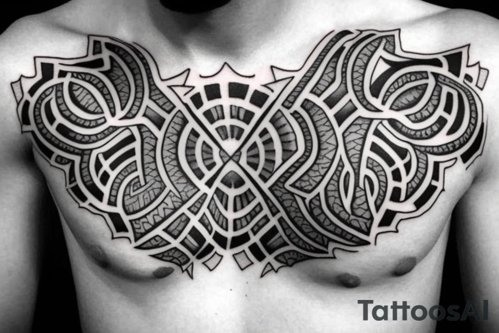 Symmetric chest tattoo idea