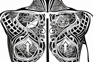 Symmetric chest tattoo of nordic mytology tattoo idea