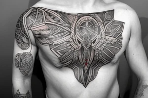 Symmetric chest tattoo of nordic mytology tattoo idea