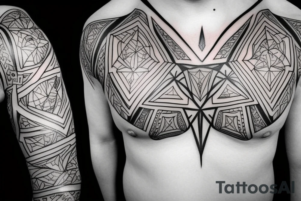 Symmetric chest tattoo of nordic mytology tattoo idea