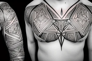 Symmetric chest tattoo of nordic mytology tattoo idea