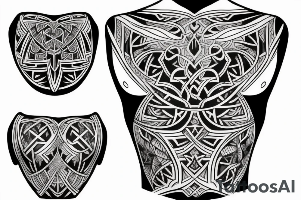 Symmetric chest tattoo of nordic mytology tattoo idea