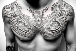 Symmetric chest tattoo of nordic mytology tattoo idea