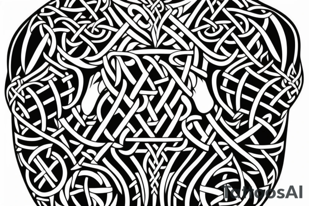 Symmetric chest tattoo of viking mytology tattoo idea