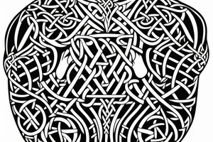 Symmetric chest tattoo of viking mytology tattoo idea