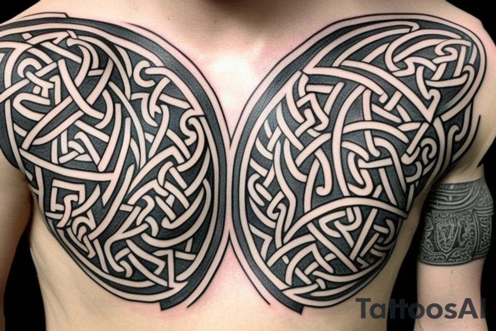 Symmetric chest tattoo of viking mytology tattoo idea