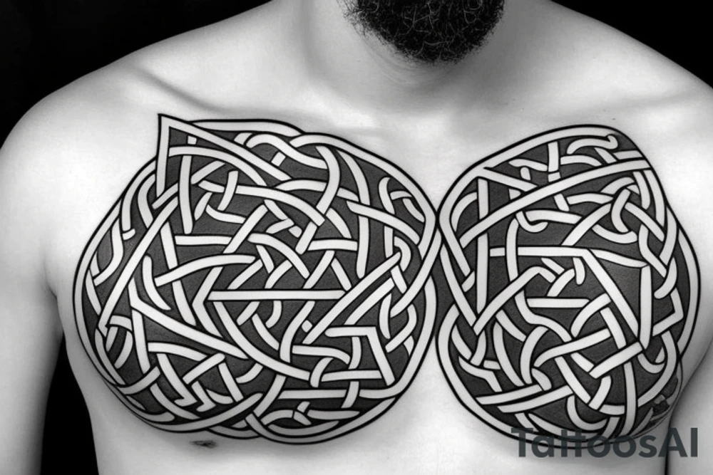 Symmetric chest tattoo of viking mytology tattoo idea