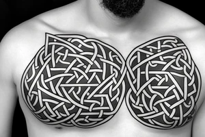 Symmetric chest tattoo of viking mytology tattoo idea