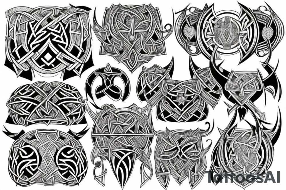 Symmetric chest tattoo of viking mytology tattoo idea