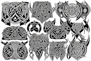 Symmetric chest tattoo of viking mytology tattoo idea
