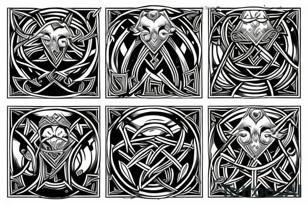 Symmetric chest tattoo of viking mytology tattoo idea