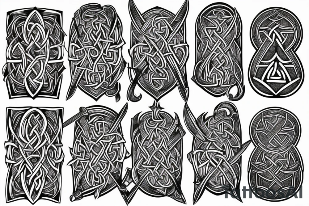 Symmetric chest tattoo of viking mytology tattoo idea