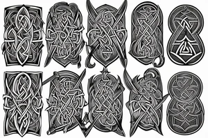 Symmetric chest tattoo of viking mytology tattoo idea