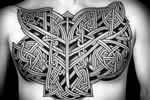 Symmetric chest tattoo of viking mytology tattoo idea