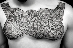 Symmetric chest tattoo of viking mytology tattoo idea