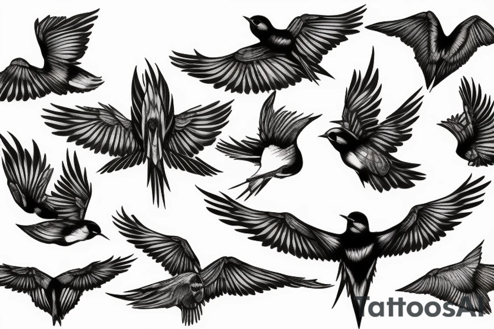 Black swallows tattoo idea