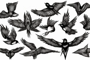 Black swallows tattoo idea