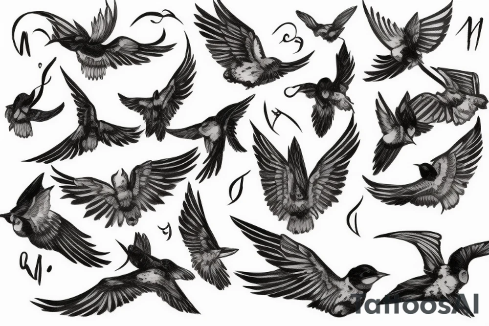 Black swallows tattoo idea