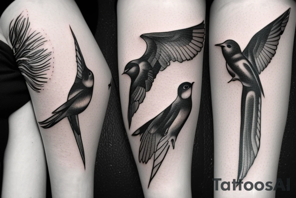 Black swallows tattoo idea