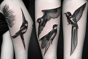 Black swallows tattoo idea